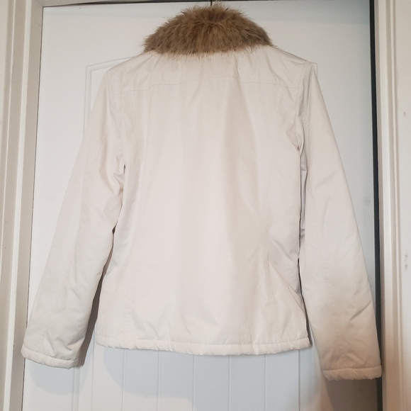 Lauren Ralph Lauren Active Puffer Coat Ivory with Faux Fur Collar Size Medium - Picture 4 of 16